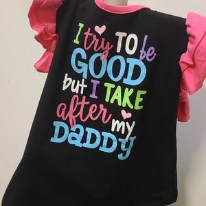 "Try to Be Good" set, lace detail, flutter sleeve